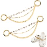 MTLEE 2 Pieces Shoe Chain Charms for Women, Bling Chain Charms for Girls Clog Sandals, Accessories with Buckle Shiny Faux Jewelry, DIY Shoe Decoration for Party Favor