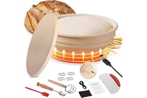 Yacumx Heating Banneton Sourdough Bread Proofing Basket Set - 9 Inch Round Foldable Bread Rising Basket with Electric Silicon
