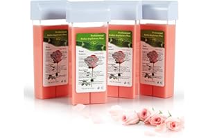 LIDDY DANCE Rose Roll on Wax for Hair Removal, Soft Wax Roller Refill for Sensitive Skin Roller Waxing Kit for Women Depilatory Rolling Wax Roller Cartridge for Body Waxing Legs Arms at Home 4 Pack (14.1 OZ)