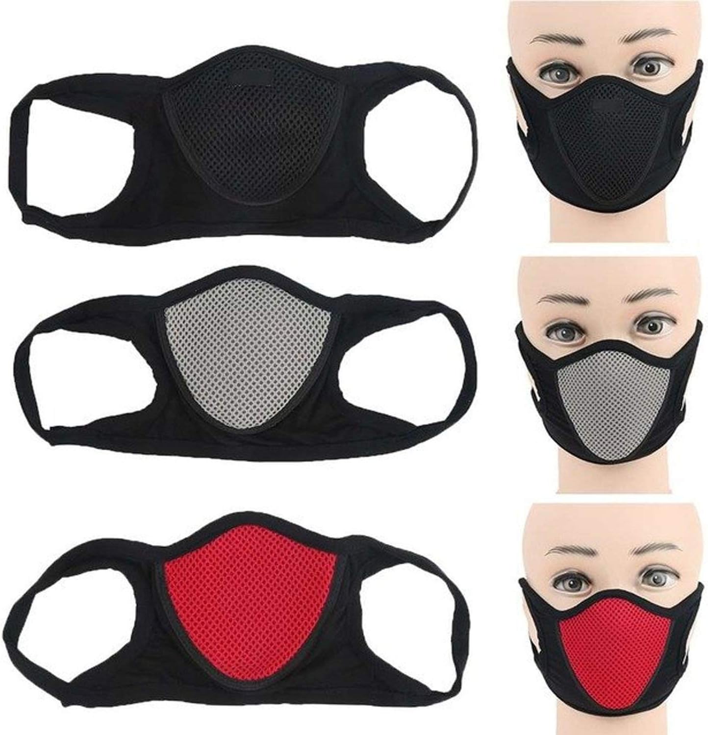 GRAPPLE DEALS Cotton Reuseable Mask (Black, Without Valve, Pack of 3) for Men