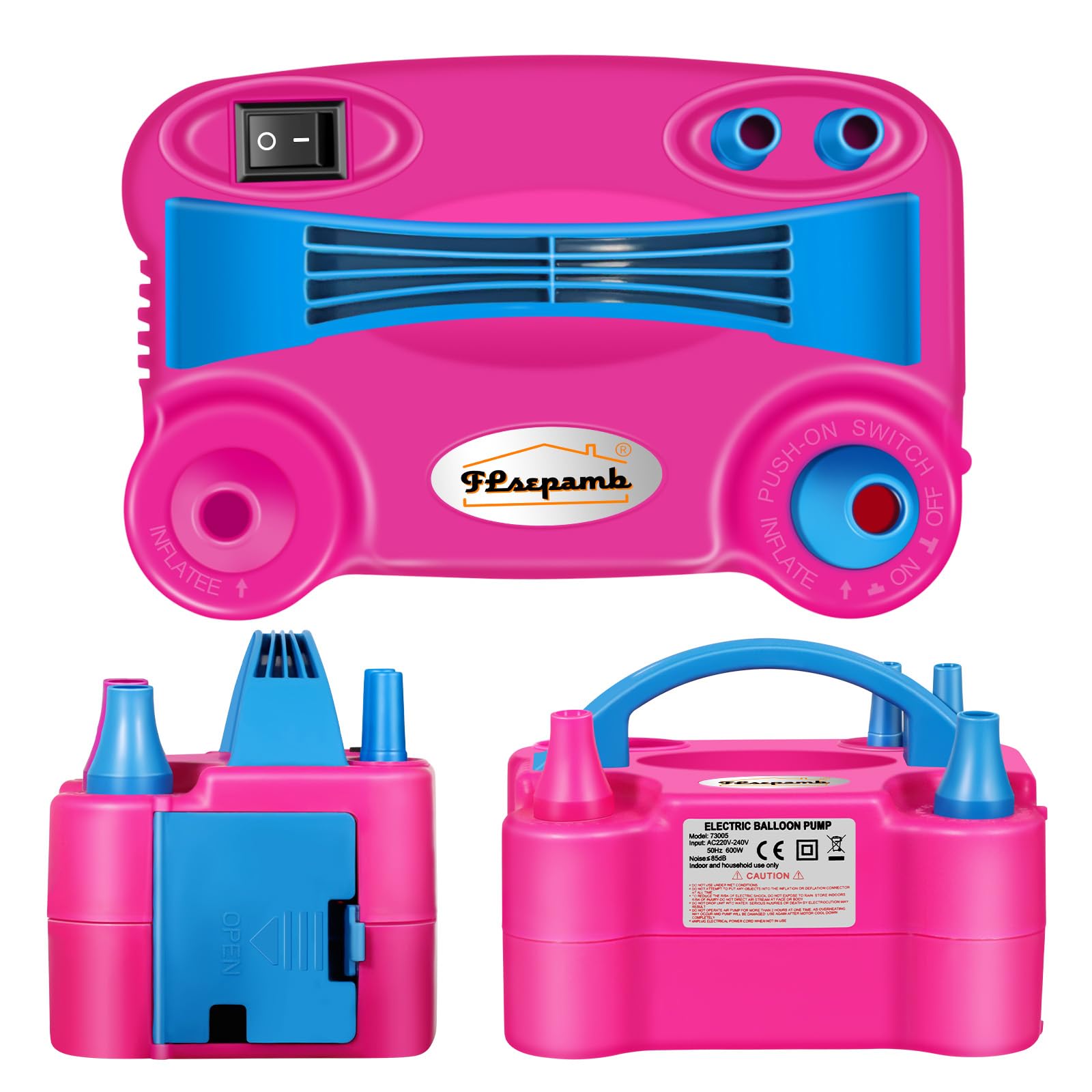 FLSEPAMB Balloon Pump, Electric Balloon Pump,Portable Dual Nozzles Electric Balloon Air Pump 110V 600W, Electric Balloon Inflator with Tying Tool, Colored Ribbons for Party Decoration