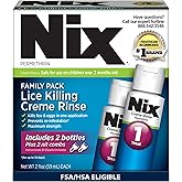 Nix Lice Treatment Family Pack, Kills Lice & Eggs, 2 Bottles Permethrin Crème Rinse (2 Fl Oz Each) & 2 Lice Combs