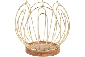 TOPINCN Coffee Capsule Storage Holding Basket, Brew Pod Organizer Bin with Wood Base, Nespressos Pod Holder, Space Saving Con