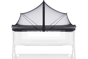 DUSHARKFUN Mosquito Net for Baby Crib to Keep Insects/Bugs/Cats Out, Toddler Bassinet Bedside Sleeper Crib Tent Safety Net with Two-Way Zippers & Storage Bag, Breathable Mesh Holes, Black
