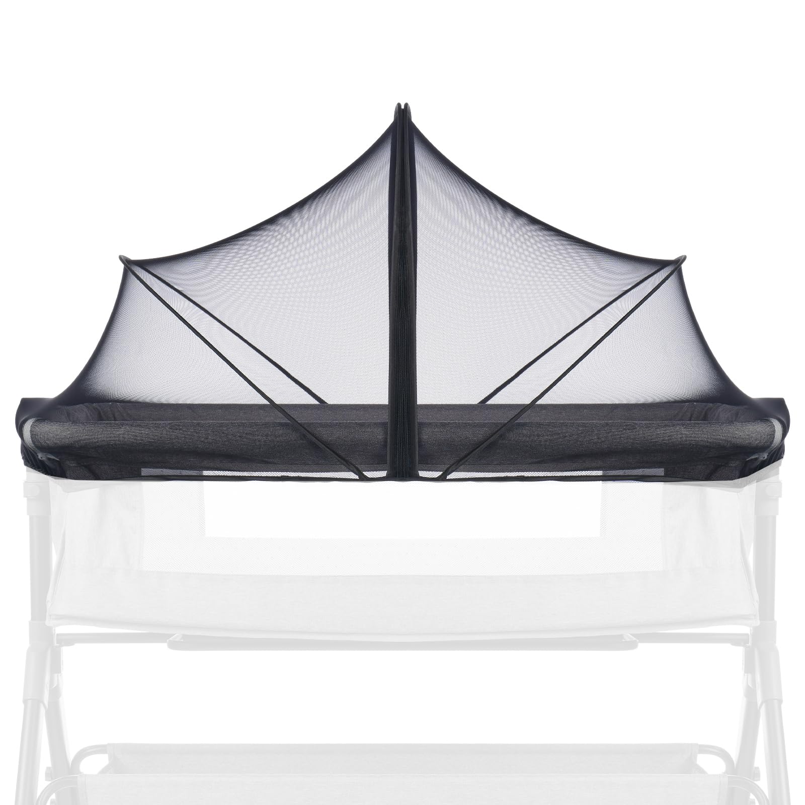 Mosquito Net for Baby Crib to Keep Insects/Bugs/Cats Out, Toddler Bassinet Bedside Sleeper Crib Tent Safety Net with Two-Way Zippers & Storage Bag, Breathable Mesh Holes, Black