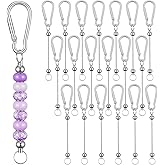 APLZGMG 20 Pcs Silver Beadable Keychains Bulk Kit, Beaded Keychain Bar for DIY Crafts, Snap Hook Beaded Making Kit, Keychain Blanks Charms Accessories for Custom Projects