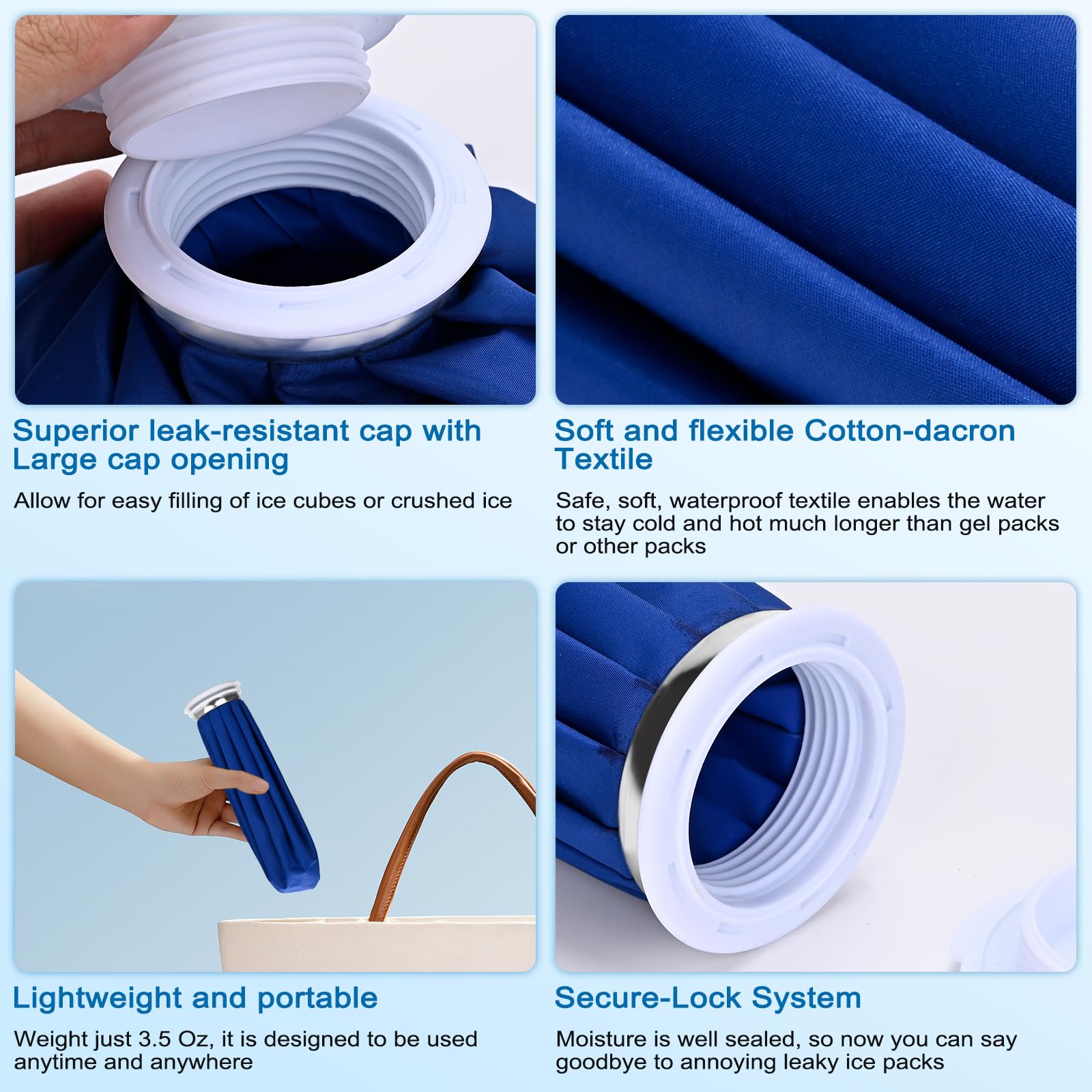 Ice Bag for Injuries, Upgrade Ice Pack for Injuries, A Cold Pack That Can Relieve Pain in All Joints of The Body, Suitable for Every One of Our Loving Homes, Ice Bags 9 Inch, Blue