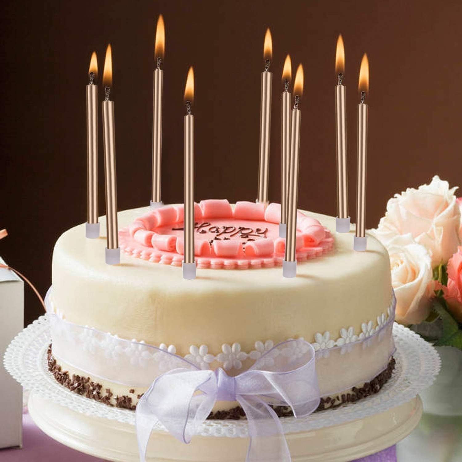 YFOX 24-Piece Birthday Candles are Used to Decorate Cakes and Birthday Parties and Retirement Celebrations (Champagne Gold) - Image 3