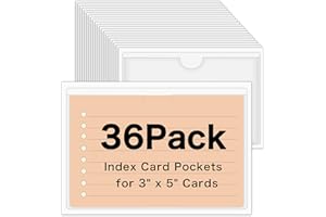 BESARME 36 Pack 3" x 5" Index Card Holder Adhesive Plastic Label Holders Clear Tote Bag Labels Stickers for Organizing Storage Bins Library Card Shelves
