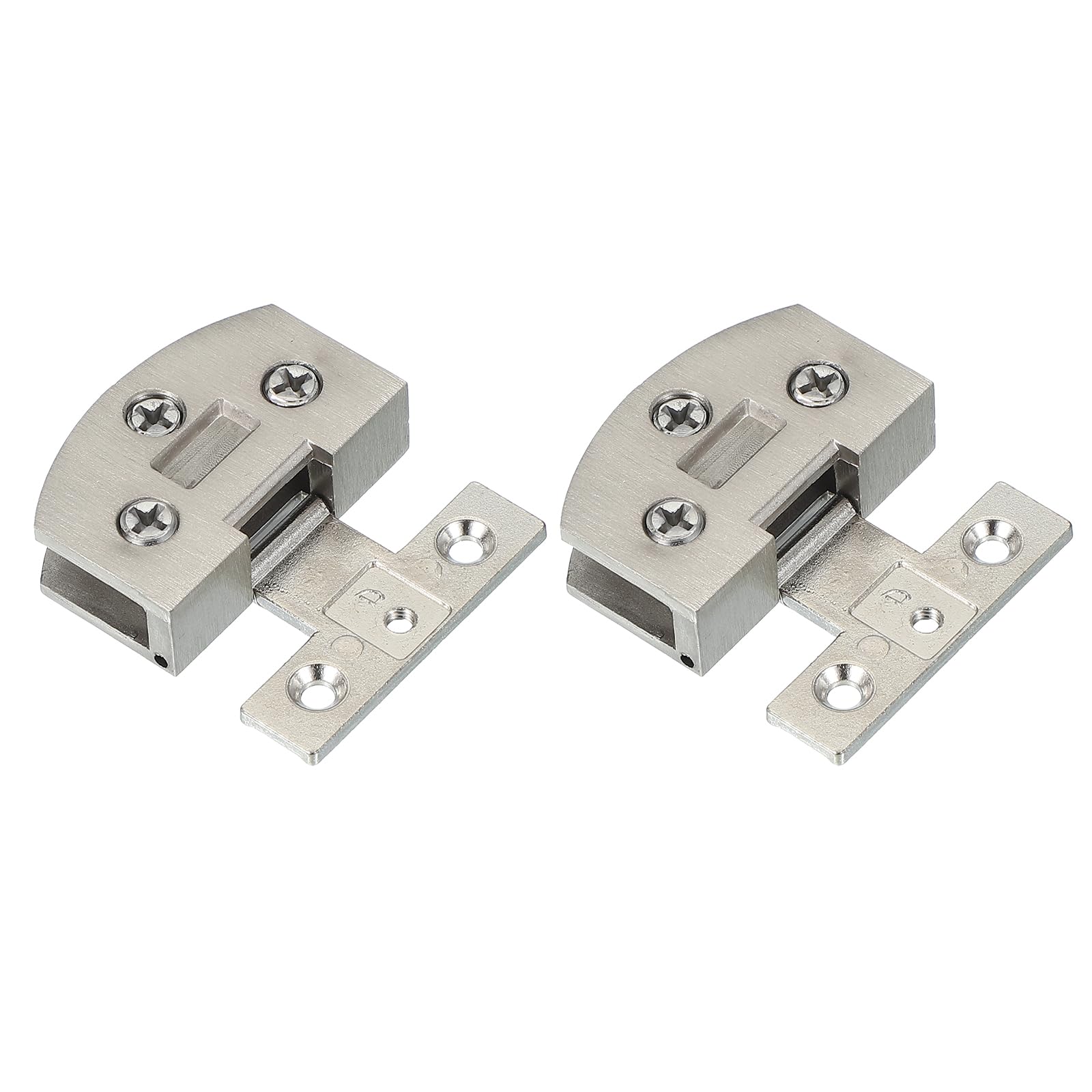 PATIKIL 1-1/8" Cabinet Glass Door Hinge, Steel,Zinc Alloy 2Pcs Wine Cabinet Clamp Frameless Cabinet Glass Clip No Drilling with Screw for 5-7mm Drawer Display Showcase, Silver