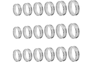 Oubaka 18pcs Stainless Steel Grooved Finger Ring for Jewelry Making,7/8/9/10/11/12 Ring Core Blanks 8mm Wide Round Grooved Inlay Ring for Men Women DIY Crafts(Silver)
