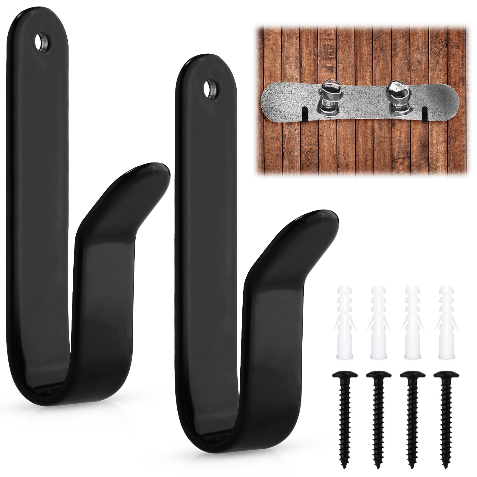 PEUTIER 2pcs Snowboard Wall Mount, Snowboard Wall Rack Hanger Snowboard Display Rack Snowboard Accessories for Ski Board Longboard