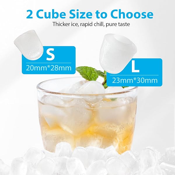 AEITTO COUNTERTOP ICE MAKER MACHINE, 26LBS ICE IN 24H, 8 BULLET ICE CUBES IN 6 MINS, SELF-CLEANING PORTABLE ICE MAKER WITH 2 ICE SIZES, BASKET & SCOOP FOR HOME, KITCHEN, OFFICE, STAINLESS STEEL