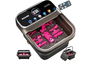 OOAMBB Collapsible Foot Spa with Heat,Color Touch Screen,Bubble,Temp Control,Remote Control,Foot Bath Massager with 6 Massage