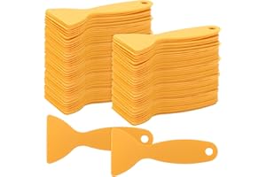 GINLANK 100PCS Plastic Scraper Tool, Small Yellow Putty Knife for Screen Protector Installation, Crafts, DIY