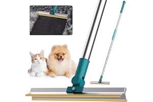 PetThem Pet Hair Remover Reusable Carpet Rake with Telescopic Handle & Innovative Metal Edge Design - Durable Extra-Wide for Pet Hair Removal Tool - Easy Pet Hair Remover Scraper for Carpet