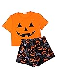 Laqeyko Halloween Pumpkin Pajamas Women 2 Piece