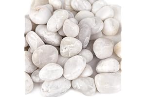 DomeStar 2.7lb White River Rocks, Polished Pebbles Decorative White Stones for Landscaping Vase Filler Fish Tank Aquariums Garden Outdoor and Indoor DIY