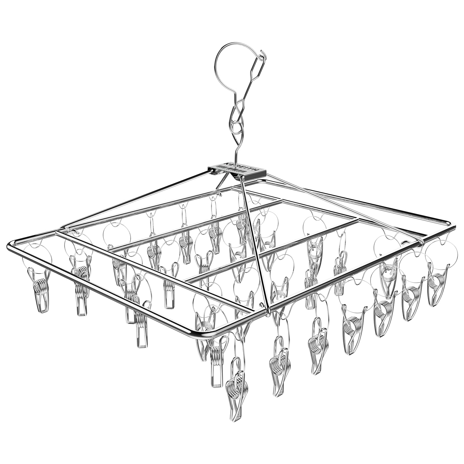 Kereith Home Sock Drying Racks with 30pcs Laundry Pegs Drip Hanger Laundry Clothesline Hanging Rack Metal Clothespins Drying Towels, Underwear, Lingerie, Delicate Bras