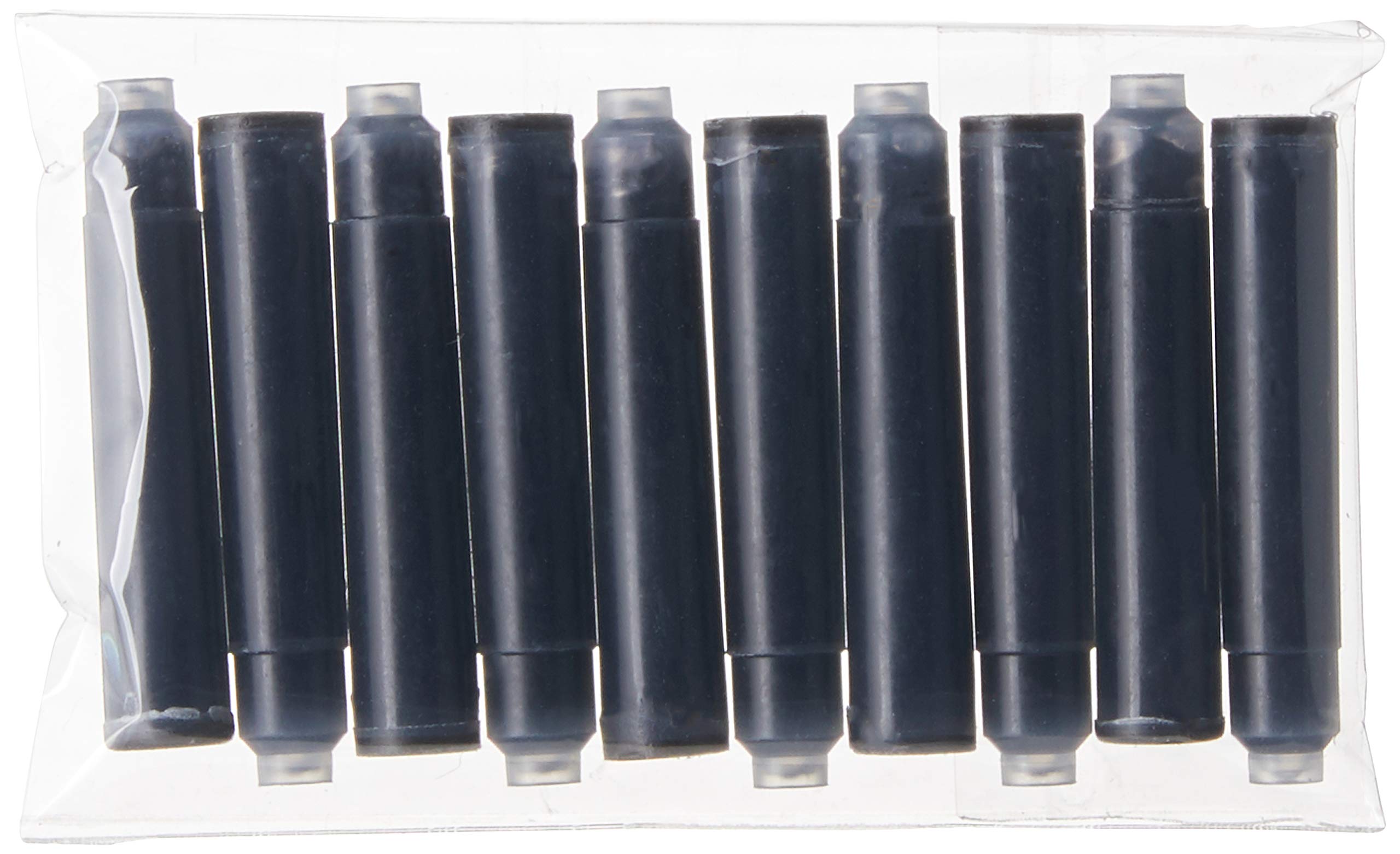 Xezo Black Ink Cartridges for Fountain Pens, Standard International/European Size. Pack of 10.