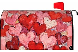AYTIPUN Valentine's Day Mailbox Covers Magnetic Standard Size Red Pink Love Heart Print Valentines Anniversary Holiday Themed Outdoor Decorative Letter Box Cases for Home Garden Outside Decor, 21x18 Inch