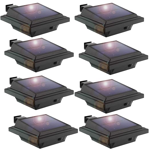 LED Solar Dachrinnenleuchte, KEENZO Solarlampen für Außen, 25LEDs Solarlicht, Auto ON/OFF, Schwarz, Warmes Weiß Licht (8er se