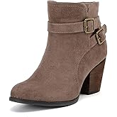 Luoika Women's Wide Width Ankle Boots - Black Brown Short Boots Block Low Heel Side Zipper Booties.