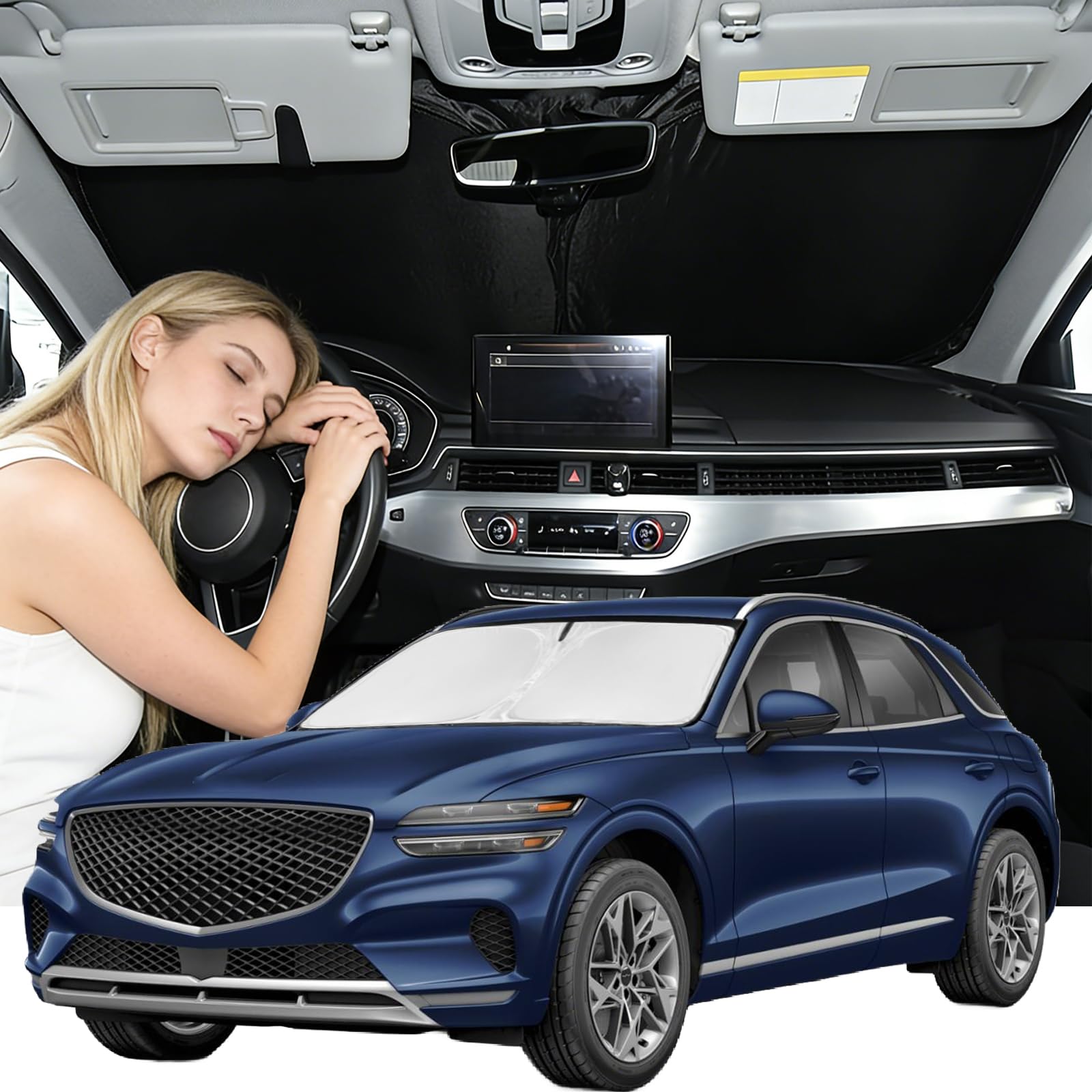 Windshield Sunshade for Genesis GV70 2022-2026 Sun Shade 4 Layers