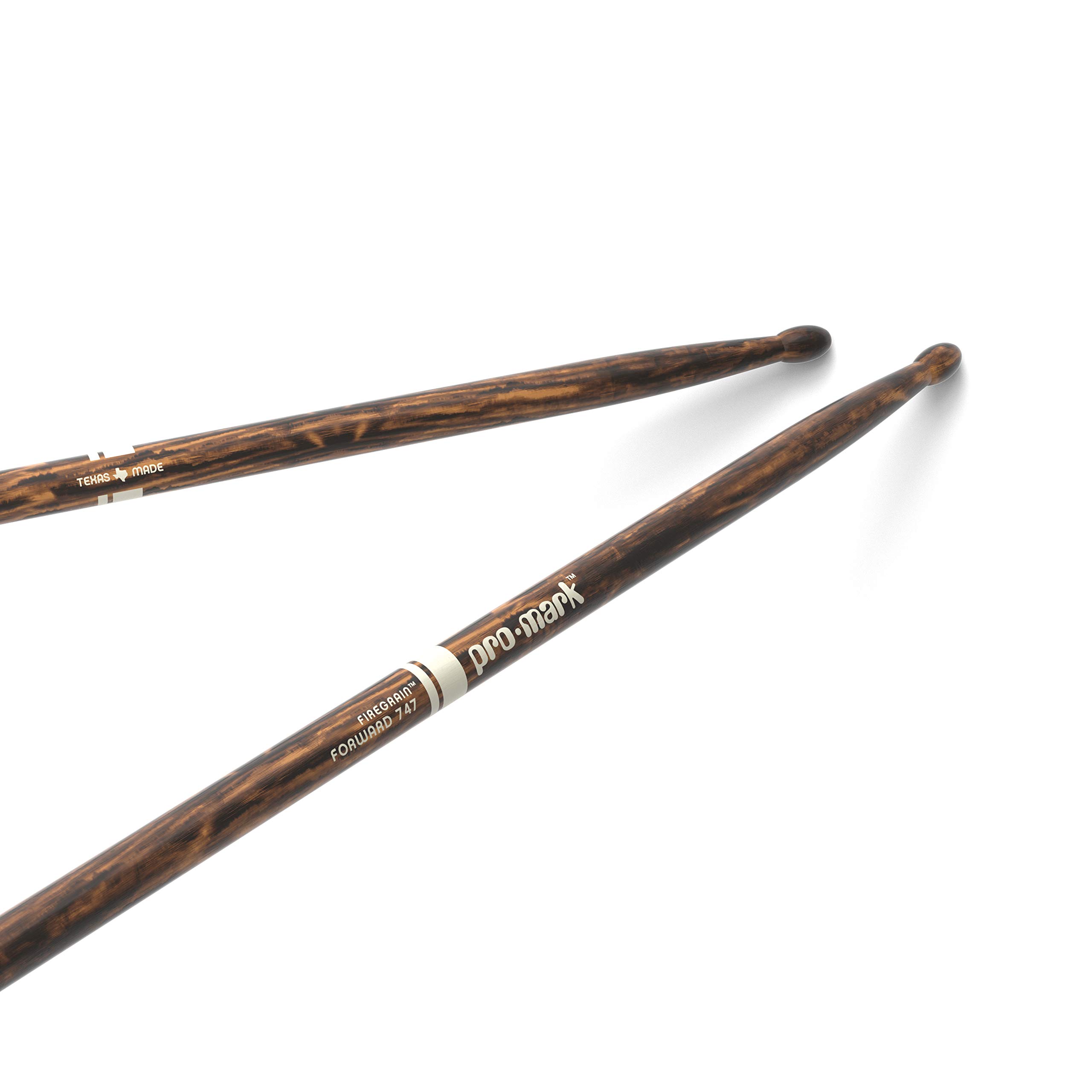 ProMark Drum Sticks - Classic Forward 747 Drumsticks - FireGrain For Playing Harder, Longer - No Excess Vibration - Lacquer Finish, Oval Wood Tip, Hickory Wood - 1 Pair