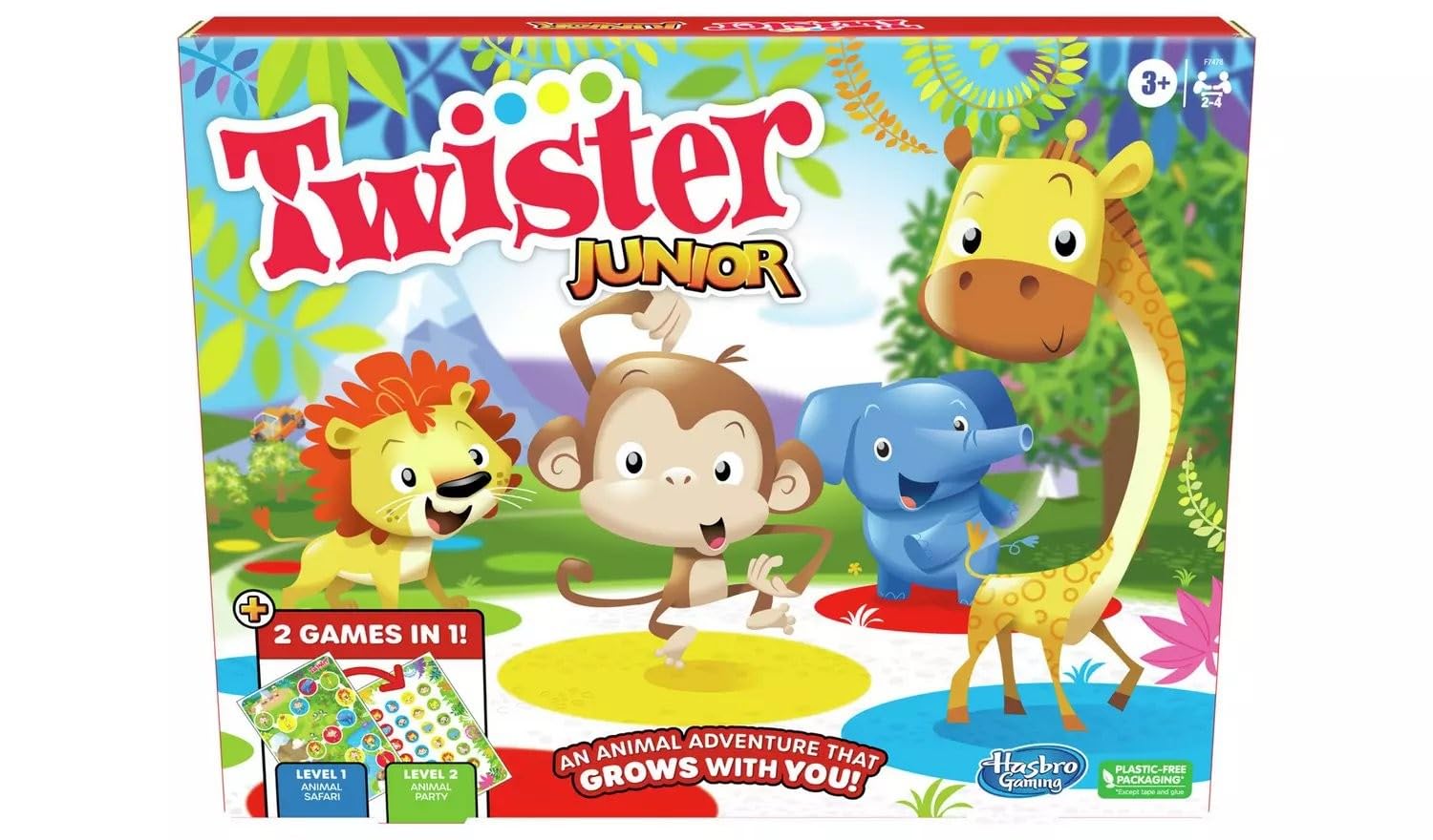 Hasbro Gaming Twister Junior, Classic Party Game Reimagined, for 3+ Year Old Girls and Boys, 2-4 Players, 2 in 1, 2-sided Mat — image 1