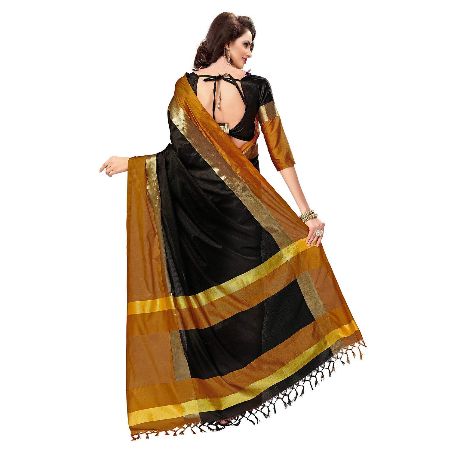 perfectblue cotton silk saree with blouse piece