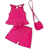Weebaby Toddler Girl Clothes Baby Summer Outfits Sleeveless Halter Top Ruffle Short Set Cute Kids Clothes Girls