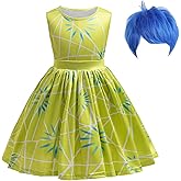 keaiyouhuo Girls Green Disgust Costume Kids Joy Princess Dress Cosplay Halloween Birthday Christmas Outfits with Wig