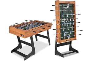 Goplus Folding Foosball Table, 48'' Full Competition Size Soccer Table with 2 Balls 22 Players, Space-Saving Foldable Arcade 