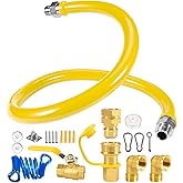 3/4" &times; 48 inch Commercial Gas Hose, 1675KIT48 Safety System Kit, Mobile Gas Line Hose Connector Kit for Commercial Kitchen, with 3/4" Quick Disconnect