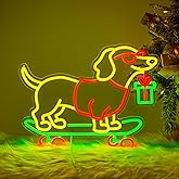 LMHSE Christmas Led Sign, Gift for Dachshund Women, Dimmable Dog Lover Gift for Christmas Decorations USB Powered 16.6x13.4in