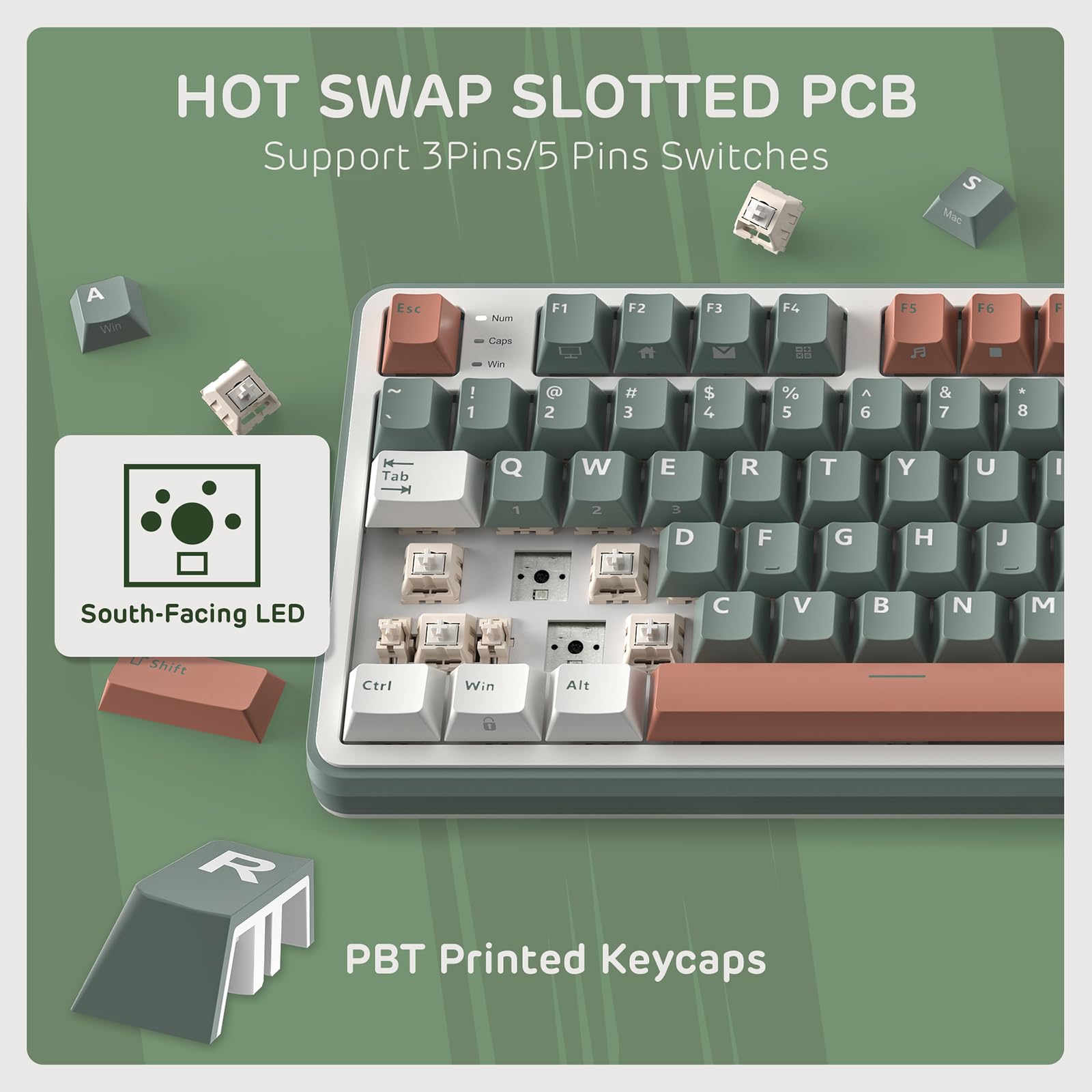 RK ROYAL KLUDGE S98 Mechanische Tastatur mit Smart Display & Knopf, Top Mount 96% Kabellose Mechanische Tastatur BT/2.4G/USB-C, Hot-Swap-fähige, Software, Massiver Akku, 98 Tasten, US Layout QWERTY 6