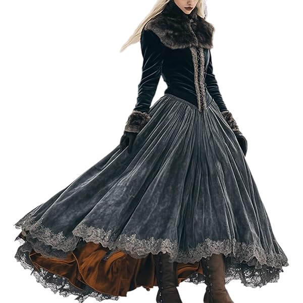 MRNYQBM Women's Western Dresses Sexy Deep V Faux Fur Collar Maxi Dress Fall  Winter Casual Warm Long Dress,Red,S at Amazon Women's Clothing store