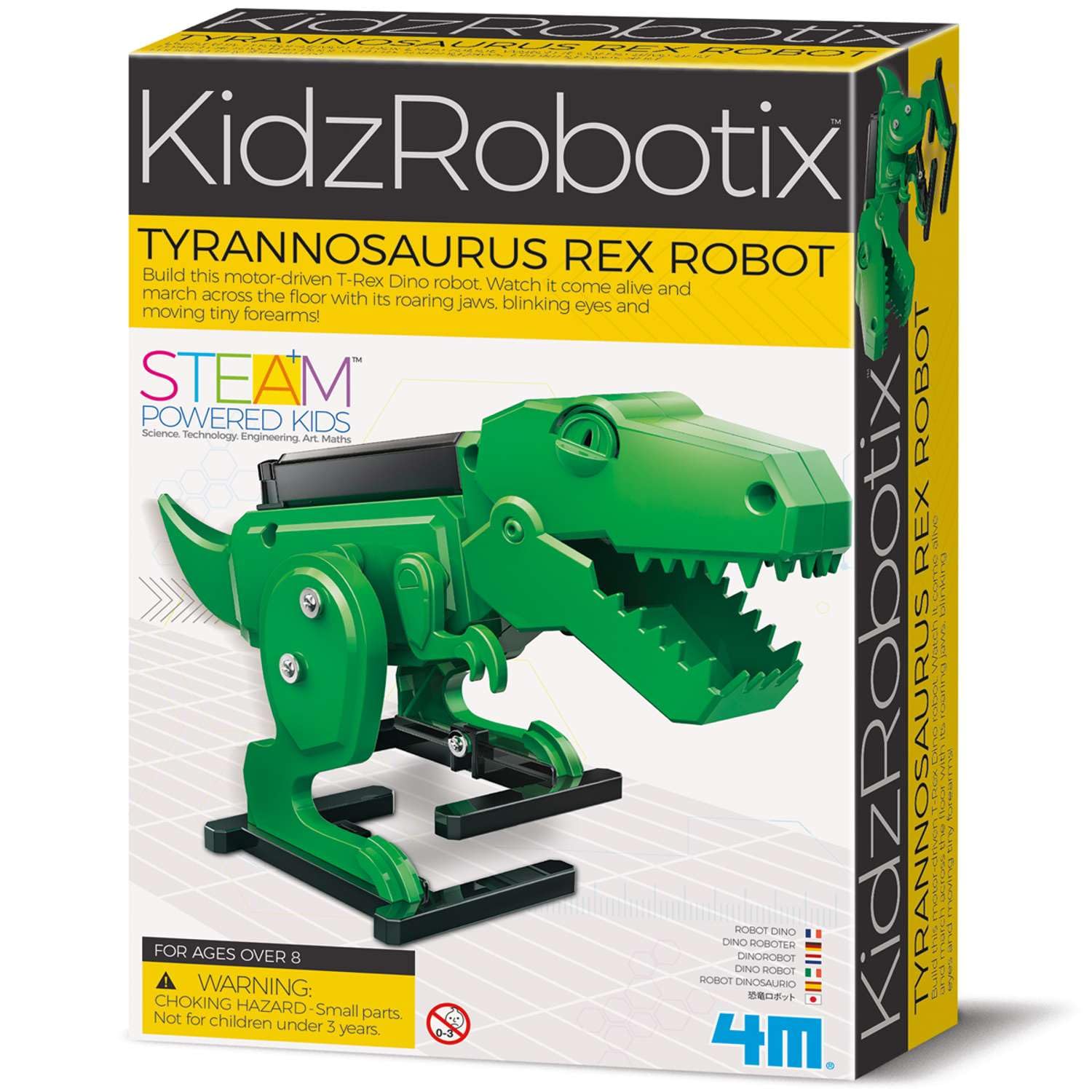 4M KidzRobotix - Tyrannosaurus Rex Robot - Build your own Robotic T-Rex Dino, Watch it come alive, for Kids 8-14 years