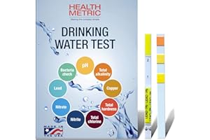 HEALTH METRIC Drinking Water Test Kit for Home Tap and Well Water - Easy to Use Testing Strips for Lead Bacteria pH Copper Nitrate Chlorine Hardness and More | Made in The USA in Line with EPA Approved Limits
