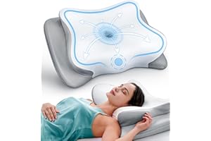EKIFT Ease Now Cervical Neck Pillow for Pain Relief, Beauty Sleeping Cooling Pillow for Side Back Stomach Sleeper, Odorless Memory Foam Bed Pillows Deep Sleep,Ergonomic Orthopedic Contour Neck Support