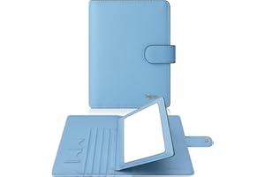 BAPHITY Passport Holder Women, Genuine Leather Passport Wallet RFID Blocking for Men and Women, Passport Cover with Snap Closure Fit for Immunization Record Card Upgraded - (Powder Blue