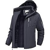 QPNGRP Men's Ski Jacket Waterproof Insulated Winter Coat 5 Zipper Pockets