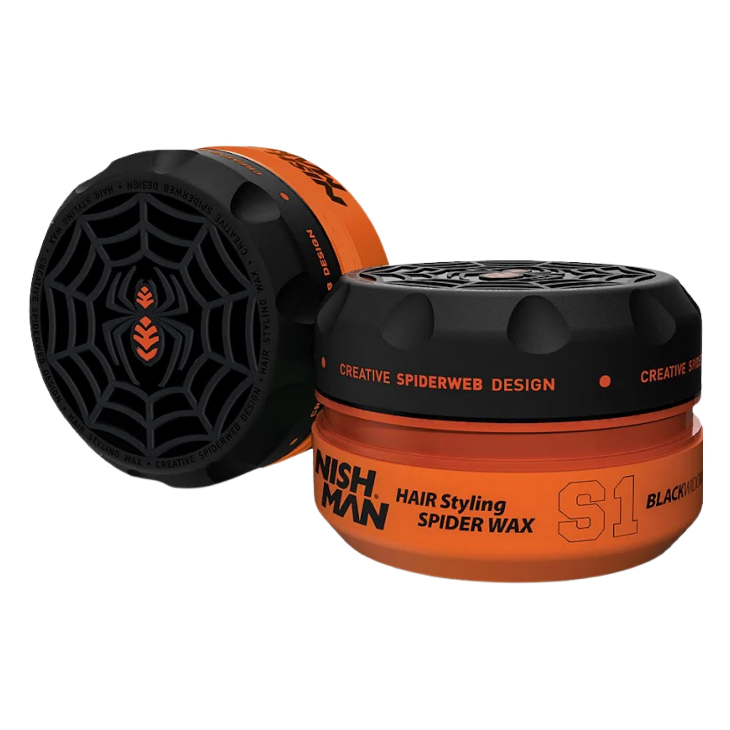 NISHMAN Aqua Spider Wax S1 - Black Widow 150g - Citrus Scent - Strong Hold & Shiny Finish Hair Wax for Men, Flexible Styling for All Hair Types