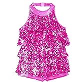 Girls Ballet Jazz Latin Dance Costume Sleeveless Sequins Leotard Dress Stage Performance Dancewear