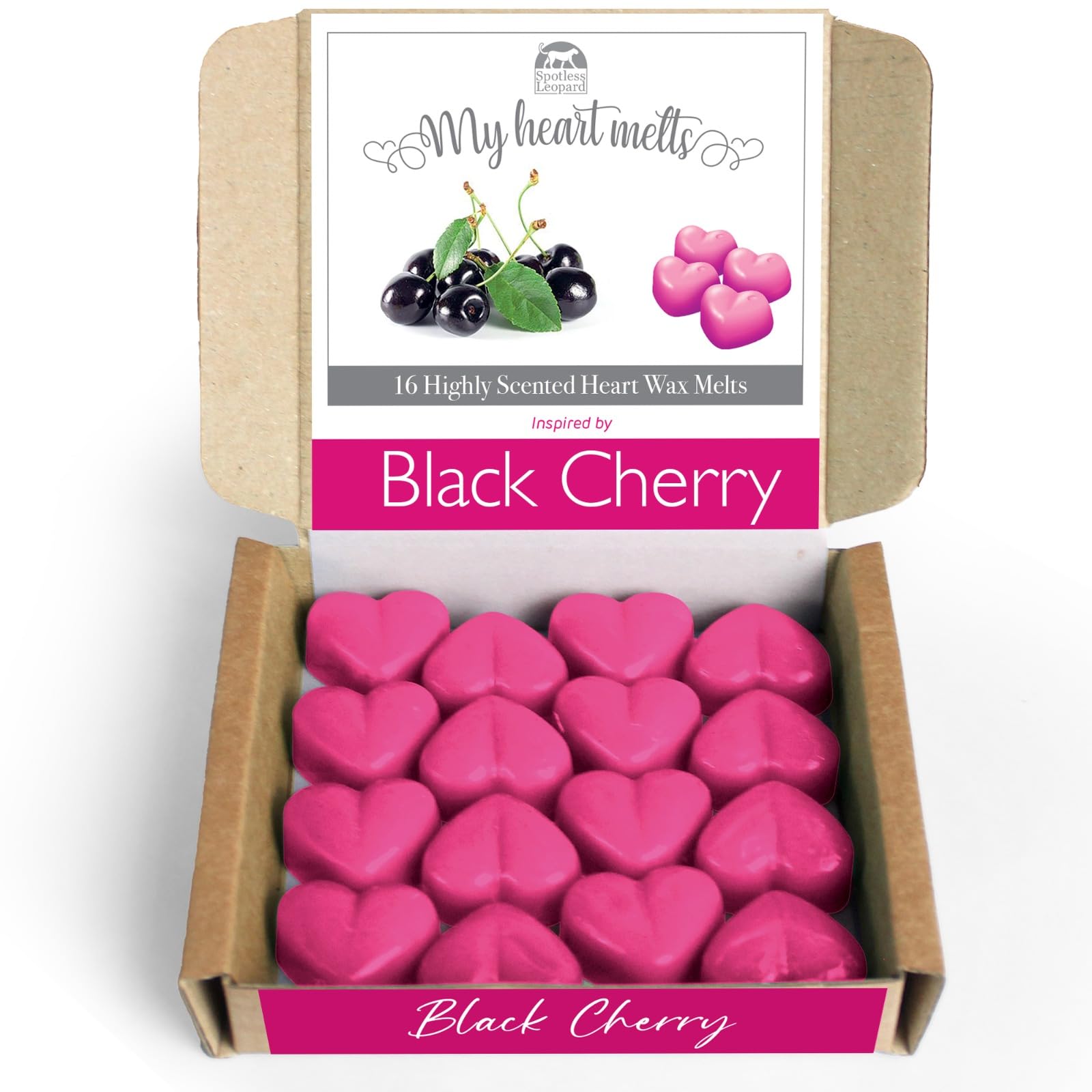 Black Cherry Wax Melts: 16 pcs x 5g Heart Shaped Scented Wax Melts | Plastic & Cruelty Free | Vegan & Pet Friendly | Handmade in UK, Candle Alternative — image 1