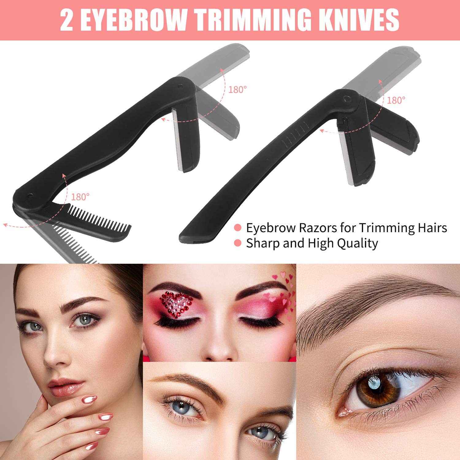 Eyebrow Razor Kit for Women, Grooming Tools with 4 PCS Premium Eyebrow Tweezers, Eyebrow Razor with Comb, Eyebrow Scissors, 10 PCS Eyebrow Stencil Kit (Rose Gold Eyebrow Kit-Dark Brown Eyebrow Pencil): Beauty