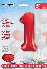 Unique Red Number 1 Shaped Large Foil Balloon 86cm view 2