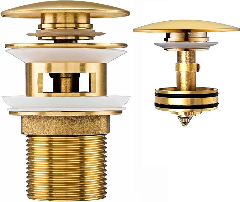 goambuy Modern Clicker Clack Pop Up Waste Slotted with Overflow Golden Brass