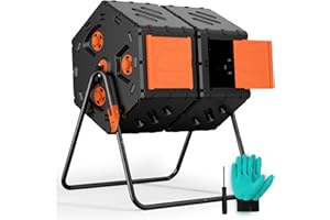 TOP XIAN Compost Tumbler Outdoor 45 Gallon/170L, Dual Chamber Large Compost Bin for Garden, Backyard, and Yard, Large Opening & Elevated Base 360°Rotating Tumbling Composter for Gardeners